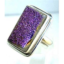 Silver and Titaniuim Drusy Ring