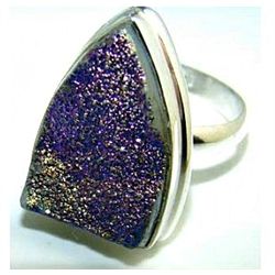 Silver and Titanium Drusy Ring