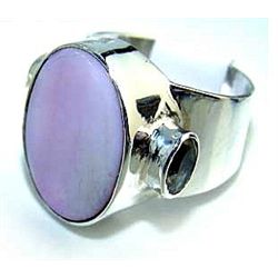 Silver and Pink Opal & Amethyst Ring