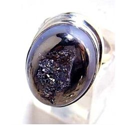 Silver and Coated Drusy Ring