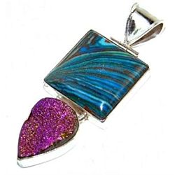 Rainbow Caliscilica & Titanium Drusy Pendant