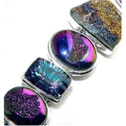 Coated Drusy & Mystic Topaz Bracelet