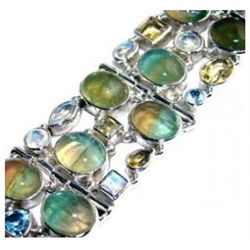 Labradorite, Citrine and Rainbow Moonstone Bracelet