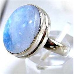 Silver and Rainbow Moonstone Ring