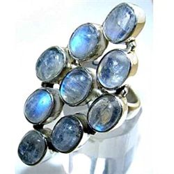 Silver and Rainbow Moonstone Ring