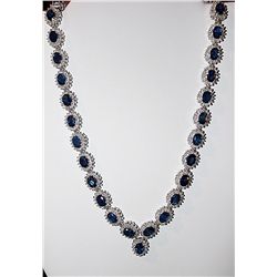 14K GOLD DIAMOND AND BLUE SAPPHIRE NECKLACE