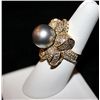 Image 2 : 14K GOLD DIAMOND AND TAHITIAN PEARL RING