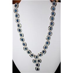 14K GOLD DIAMOND AND BLUE SAPPHIRE NECKLACE