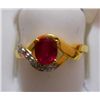 Image 1 : Ring of Diamond 0.06 Ctw,Ruby 0.75 Ctw in 2.43g 14kt Yellow Gold