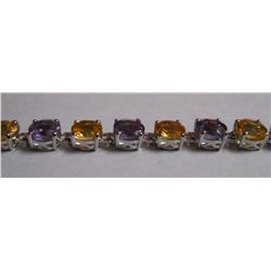 12.960g Bracelet of Citrine and Amethyst Sterling Silver