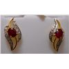 Image 1 : Earring of Diamond 0.22 Ctw,Ruby 1.37 Ctw in 2.71g 14kt Yellow Gold