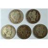 Image 1 : 5 coin lot  better date Barber  quarters  AG/G  good GS = $125  est $90-$100