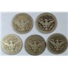 Image 2 : 5 coin lot  better date Barber  quarters  AG/G  good GS = $125  est $90-$100