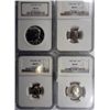 Image 1 : 4 SMS coins in NGC slabs:65 dime/half 67-66 dime 67-64 quarter 64