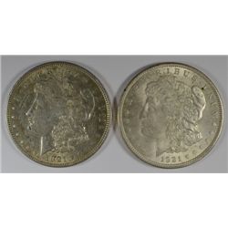 ( 2 ) NICE CIRCULATED 1921-P MORGAN SILVER DOLLARS