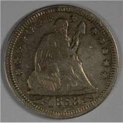 1853 SEATED QUARTER XF