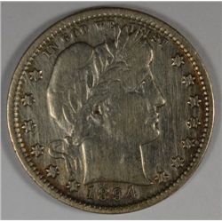 1894 BARBER QUARTER XF