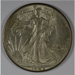 1942 WALKING LIBERTY HALF DOLLAR AU/UNC