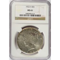 1922-S PEACE DOLLAR NGC MS61