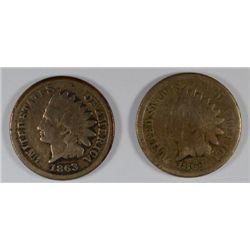 1863 AG/GOOD & 1864 CN AG, INDIAN HEAD CENTS
