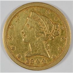 1844-O $5.00 GOLD LIBERTY VF