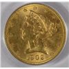 Image 2 : 1902 $5 GOLD LIBERTY PCGS MS 63