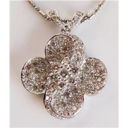 Cloverleaf Diamond Pendant: .90 Carat 18k W/g