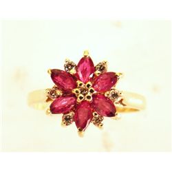 Ruby Diamond Ring .87Ct 14k Yellow Gold