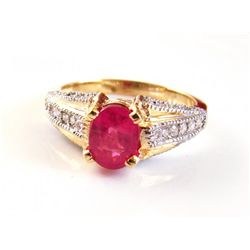 Pink Sapphire Diamond Ring 1.80Ct 14k Yellow Gold