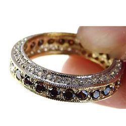 Brown/White Diamond Eternity Ring 2.66Ct 14k Y/G