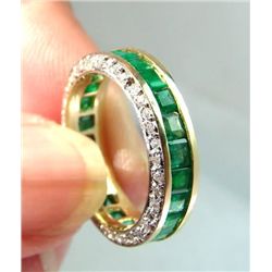 Diamond/Emerald Eternity Ring 4.30Ct 14K Y/g