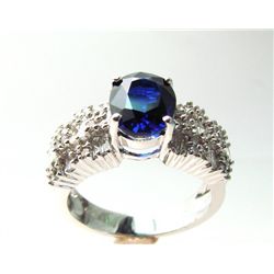 Diamond-Sapphire Ring 4.73Ct 18k W/g