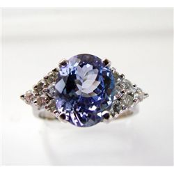 Tanzanite & Diamond Ring 4.90Ct 14k W/G
