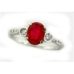 Ruby Ring 1.30Ct & Diamond .22Ct 14k W/g