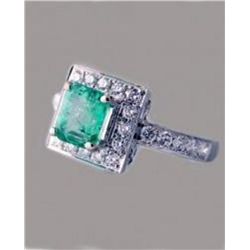 Anniversary Emerald Diamond Ring 2.09Ct 14k W/G