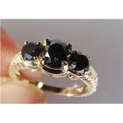 Black Diamond Ring 1.87 Carat 14K Yellow Gold