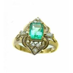 Emerald Ring .79 Ct Diamond .23 Ct 14k Y/g