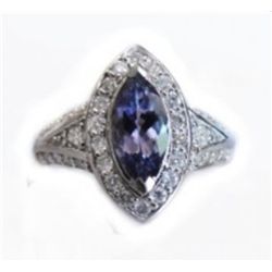 Tanzanite Ring  2.10CT Diamond:1.15 CT 14k W/G