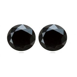 1 Pair Loose Black Diamond Round Shape 2.10 Carat