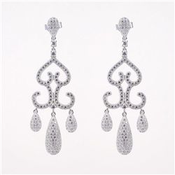 Creation Diamomd Earring 2.89Ct 18k W/g Overlay