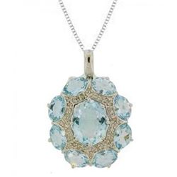 Blue Topaz Pendant 14.25 CT DIA: .91 CT 14K  W/g