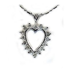 Heart Diamond Pendant .75Ct 14k White Gold