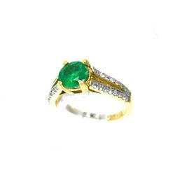 Emerald Ring 1.20 Ct & Diamond .34Ct 14k Y/g