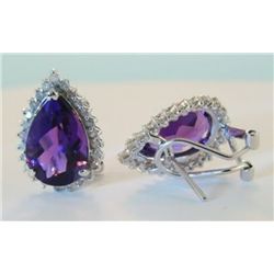 Amethyst Earrings 10.80 Ct 14k W/G