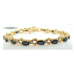 Blue Sapphire Bracelet: 12.80Ct Dia: 1.00Ct Y/g