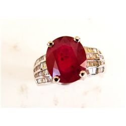 Ruby Diamond Ring 2.77Ct 18k White Gold