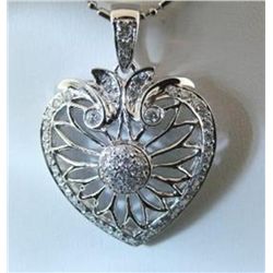 Antique Heart Diamond Pendant 1.00 Ct 18k W/g
