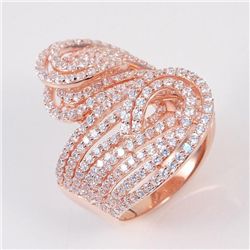 Creation Diamonds Ring 18k R/G Overlay 925 Silver