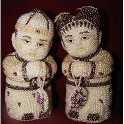 Antique a Couple Figures Handmade Freshwater Pear
