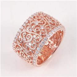 Creation Diamonds Ring 18k R/G Overlay 925 Silver